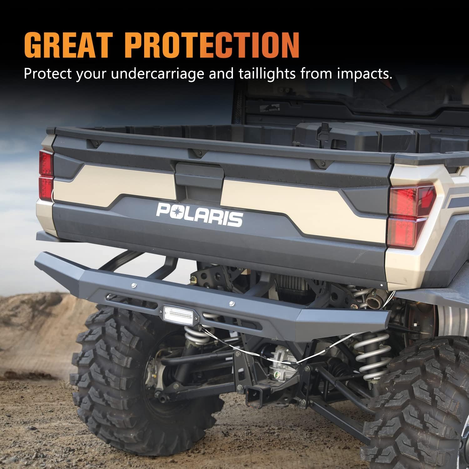 Ranger XP 1000 Rear Bumper Guard with LED Light, A & UTV PRO Rear Brushguard Protector for 2018-2023 2024 2025 Polaris Ranger XP 1000/ Crew XP 1000 / Diesel Accessories, Replace OEM #2882529