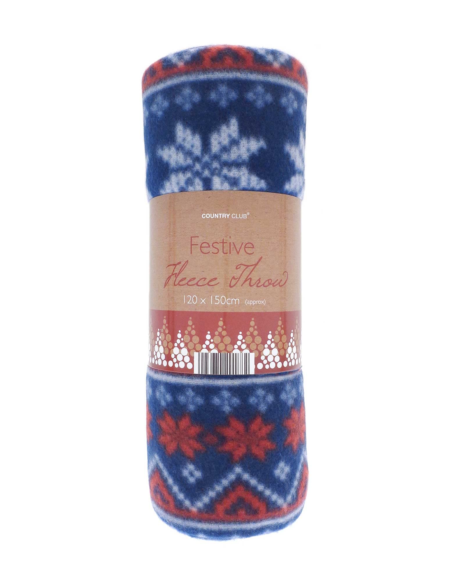 COUNTRY CLUB Super Soft Festive Fairisle Design Fleece Throws 125x150cm