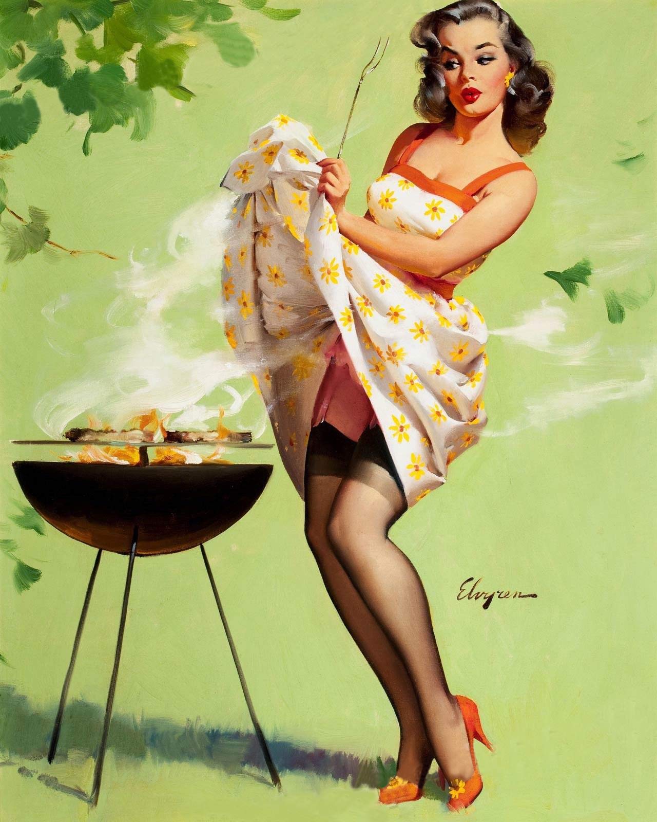 Amazon.com: Magnet Smoke Screen 1958 Vintage Style Elvgren Pin-Up