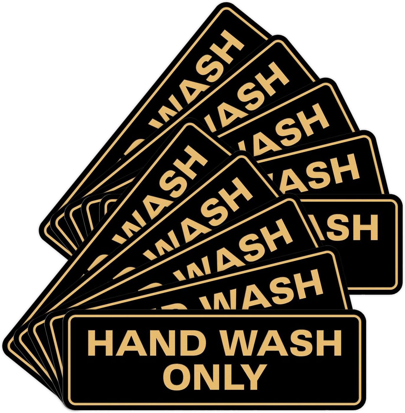 All Quality Standard Hand Wash Only Wall or Door Sign | Kitchen Sink With Easy Installation | Brushed Gold - Medium (10 Pack)