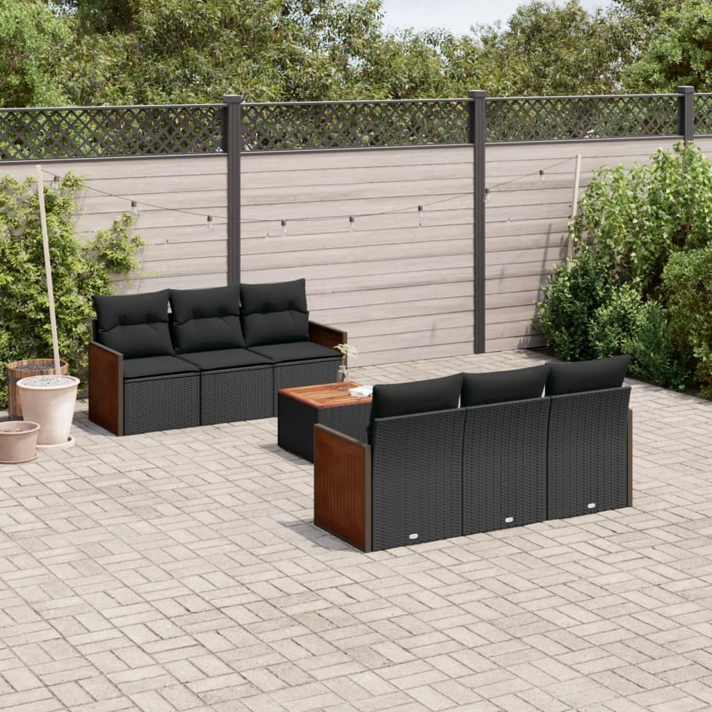 Générique Salon de Jardin modulable 7 pièces avec Coussins Amovibles en résine tressée Noire – Ensemble Confortable et résistant pour terrasse ou Jardin Comprenant canapé