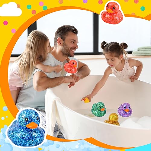 Miniatura 3 de Deekin 6 piezas de patos de goma multicolor surtidos de patos a granel chirriantes de goma para niños, baby shower, piscina, aula, verano, playa,
