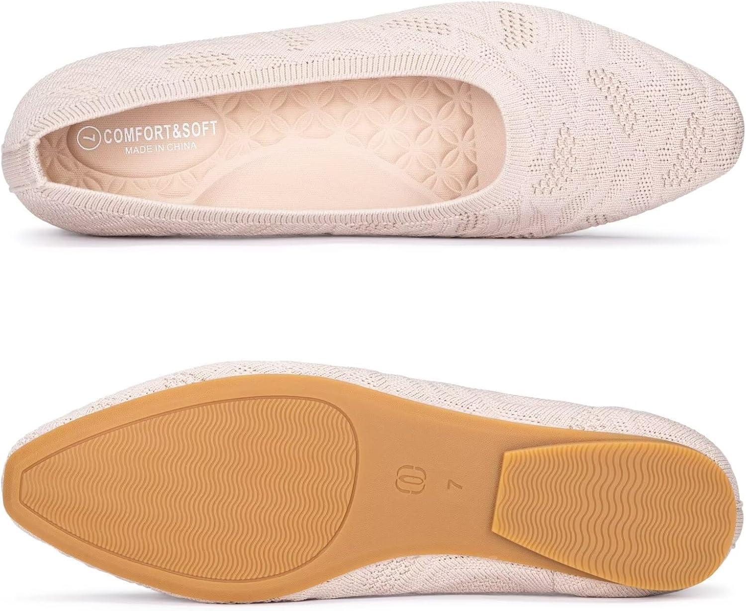 Frank Mully Womens Flat Square Toe Shoes Knitted Work Flat Comfort Dressy Flat Shoes for Daily Lightweight Comfort - Image 3