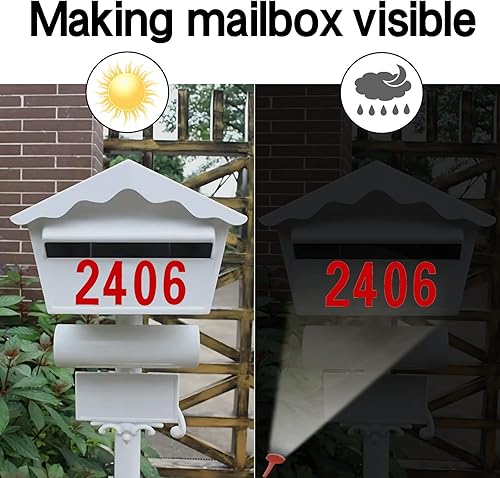 Miniatura 9 de Yuomtf Calcomanías reflectantes para números de buzón para exteriores, 8 juegos de 0 a 9 autoadhesivos impermeables para casas, puertas,