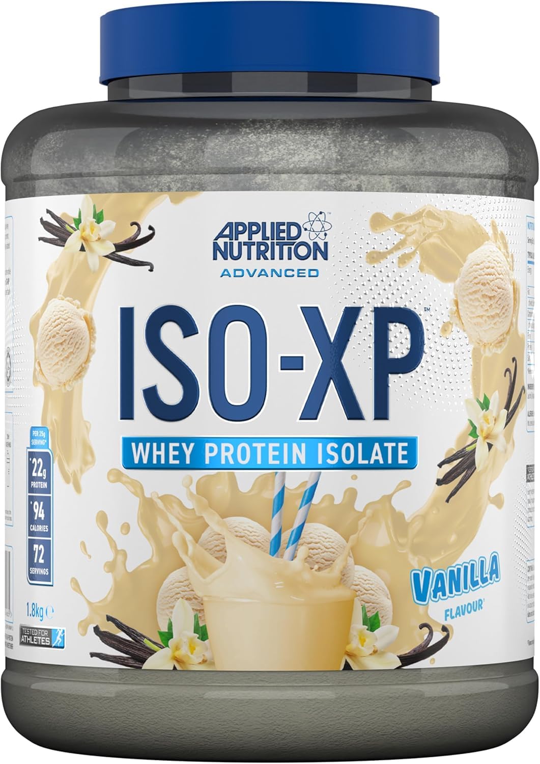 Applied Nutrition ISO XP Whey Isolate - Pure Whey Protein Isolate Powder ISO-XP, ISO Whey Premium with Glutamine and BCAAs (1.8kg - 72 Servings) (Vanilla, 1.8 KG) Vanilla 1.8 KG