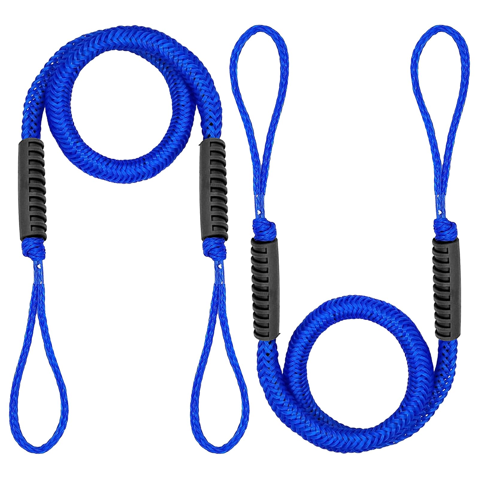 PORFOYO 2 pièces de corde de fixation, corde Bungee de 120 cm, corde de fixation pour bateaux et jetées, accessoires de bateau pour kayak, jet ski, ponton, canoë (Bleu)