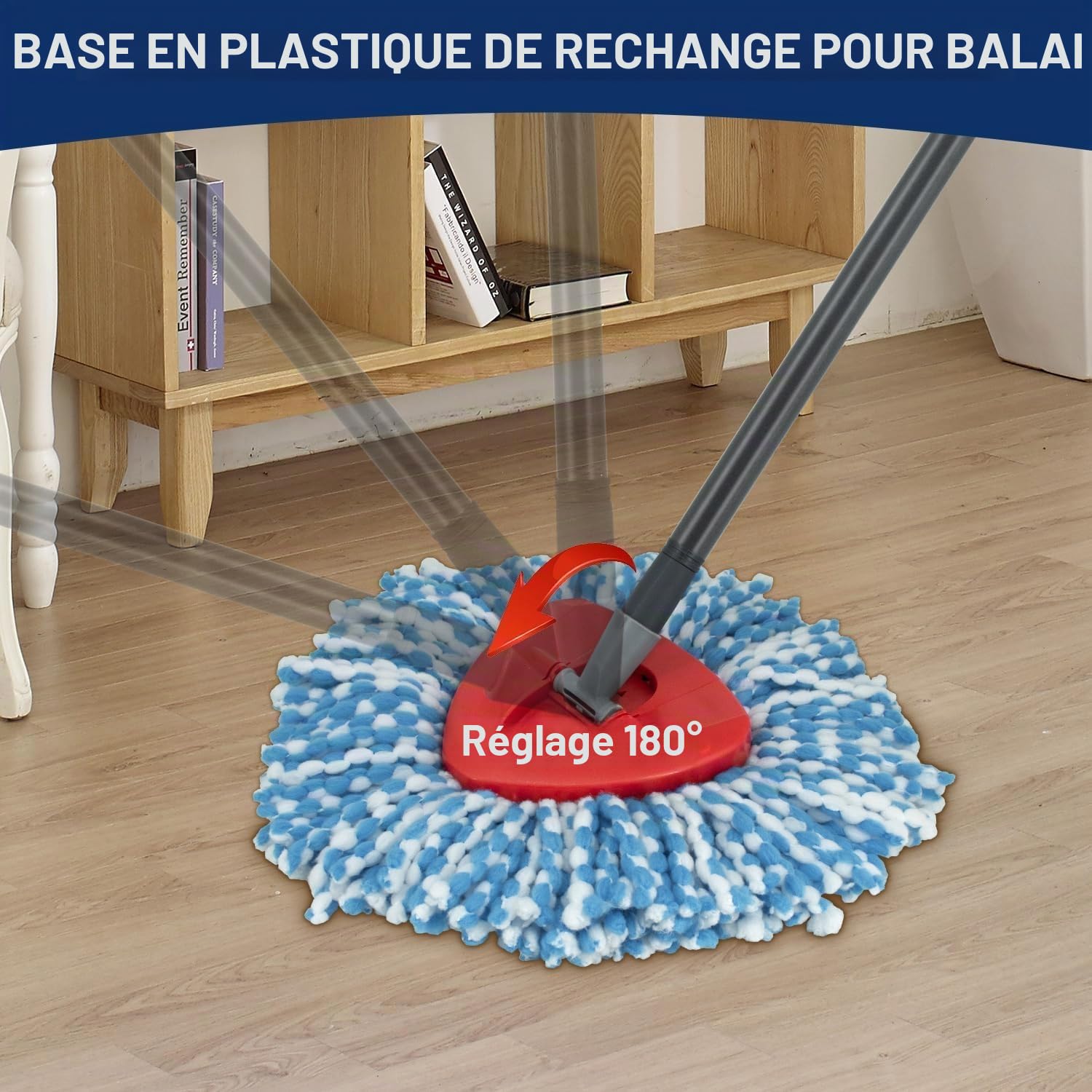 Tête de balai rotative rouge pour balai Vileda All Turbo 2 en 1, disque rotatif triangulaire pour balai à franges Turbo Smart/EasyWring&Cleaning – Base de balai en plastique