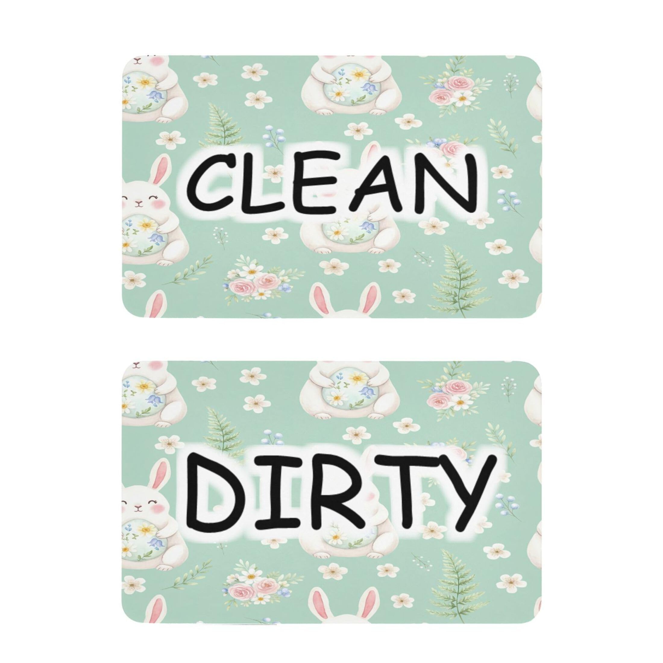 Kutsu Dishwasher Magnet Clean Dirty Sign Indicator, Bunny Fridge Magnet, Easy to Read, 2 Pack