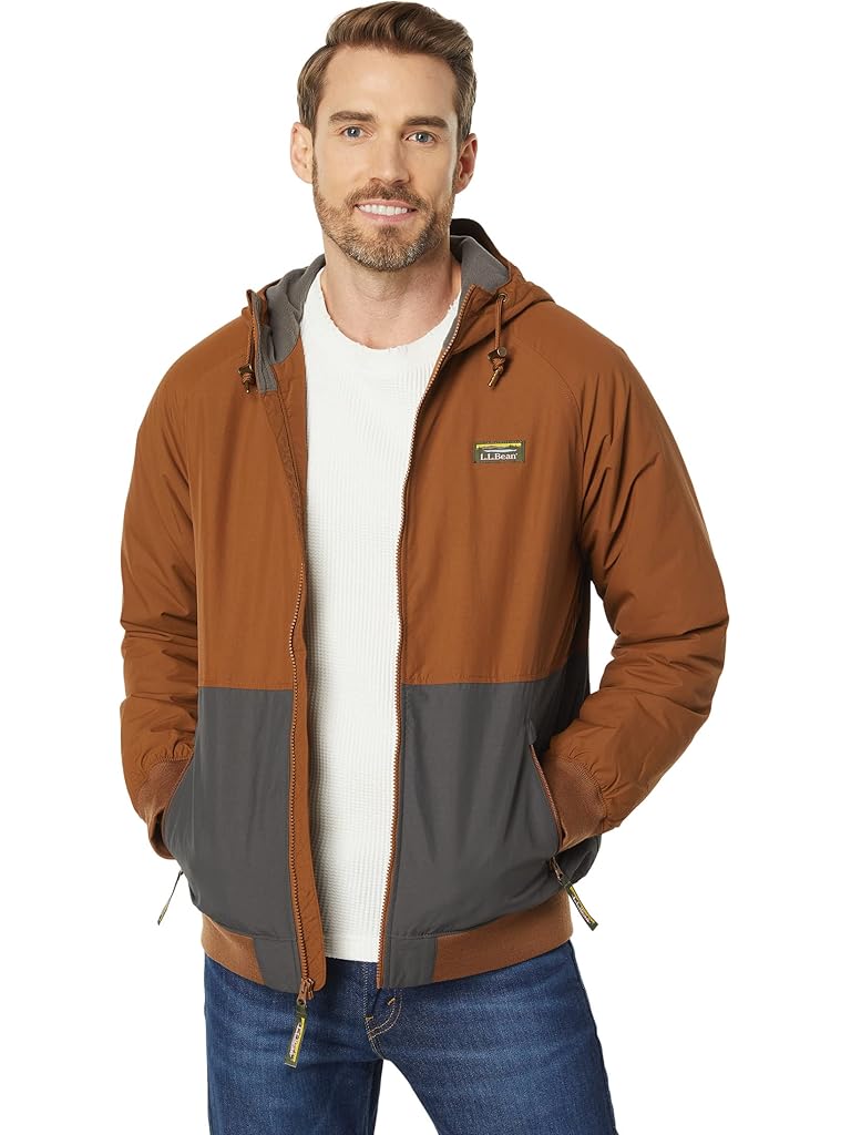 Brown L.L.Bean Insulated Bomber Hoodie Color-Block