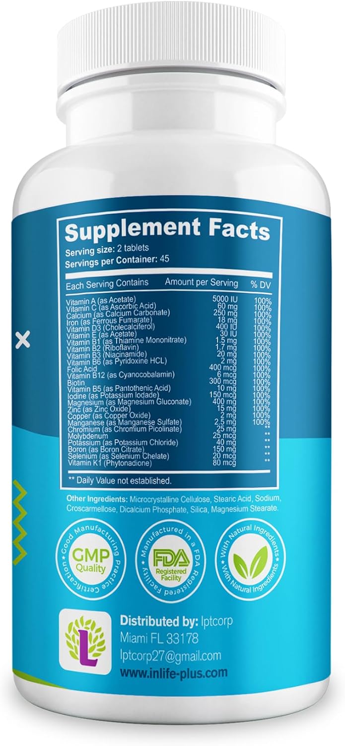 Multivitamin with 25 Vitamins & Minerals (90 Tablets) | Immune, Energy & Cognitive Support | Daily Vitamins for Woman and Men | Antioxidants, Zinc, B-Complex, Calcium, D3 (1) - Image 9