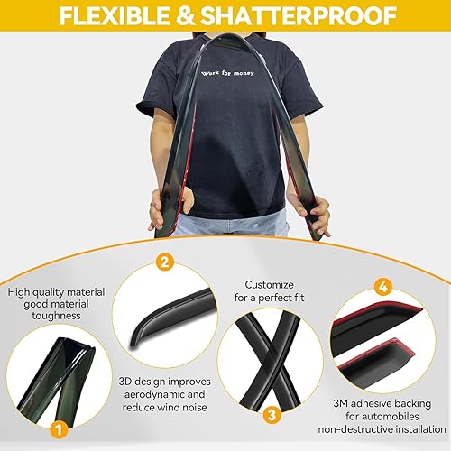 Miniatura 16 de Viseras de ventana para Toyota Camry 2007-2011, protectores de lluvia, deflector de ventilación, sombra humo oscuro 07 2008 2009 2010 11, con cinta