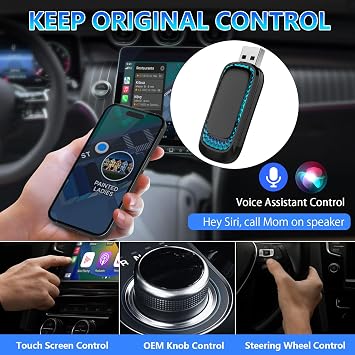 Android Auto Wireless Adapter & Wireless CarPlay Adapter-Mini USB CarPlay Wireless Stick Converts Factory Wired to Wireless CarPlay Dongle Magic Link CarPlay for iOS 10+/Android 11+ Plug and Play
