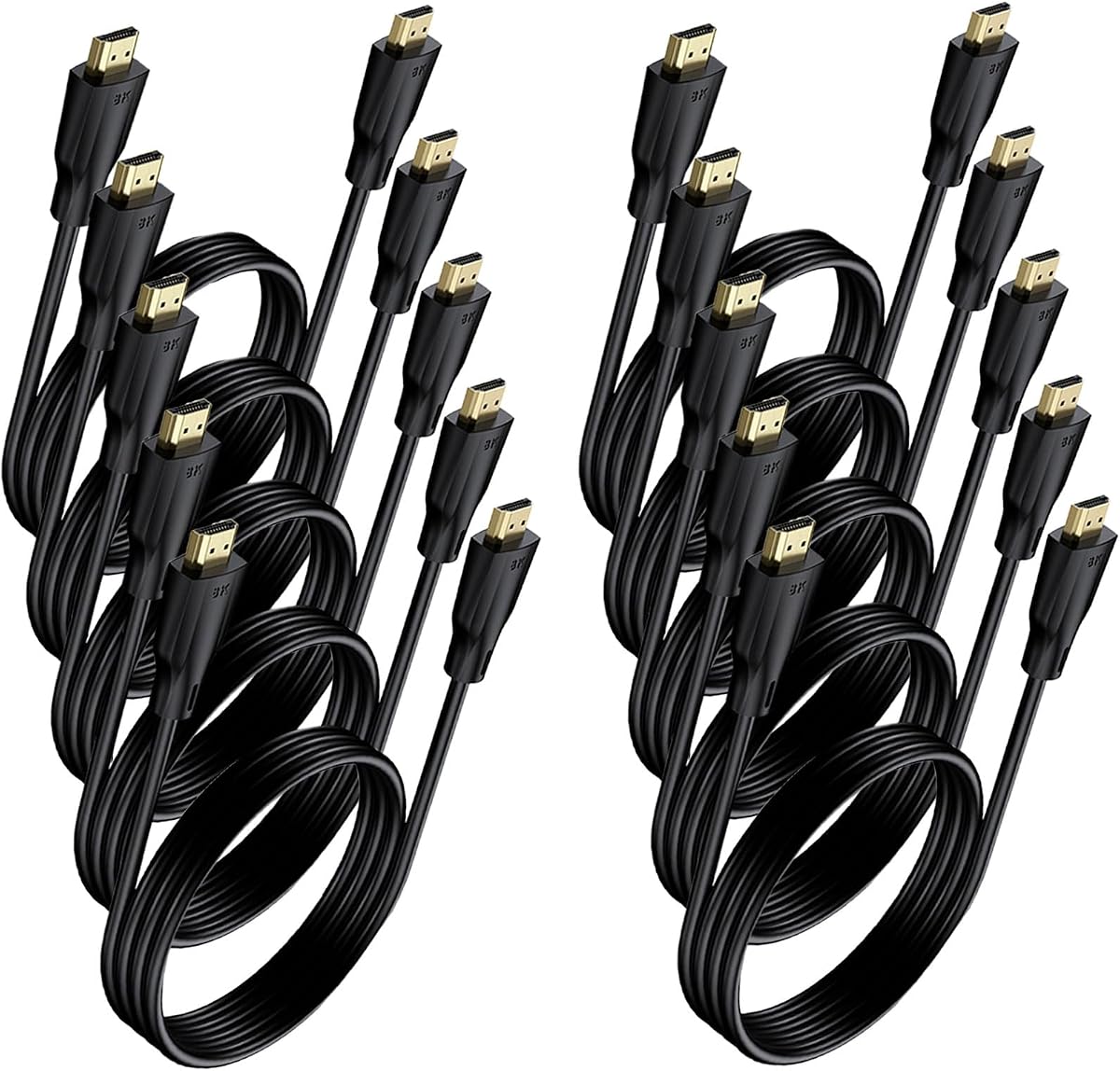 8K HDMI Cable 3FT 10 Pack, 48Gbps Ultra High Speed HDMI 2.1 Cable eARC Cord Support 8K@60Hz, 4K@120Hz, HDR10+, 3D, Dolby, Compatible with Monitor, Fire TV, Laptop, PS5/4, Xbox