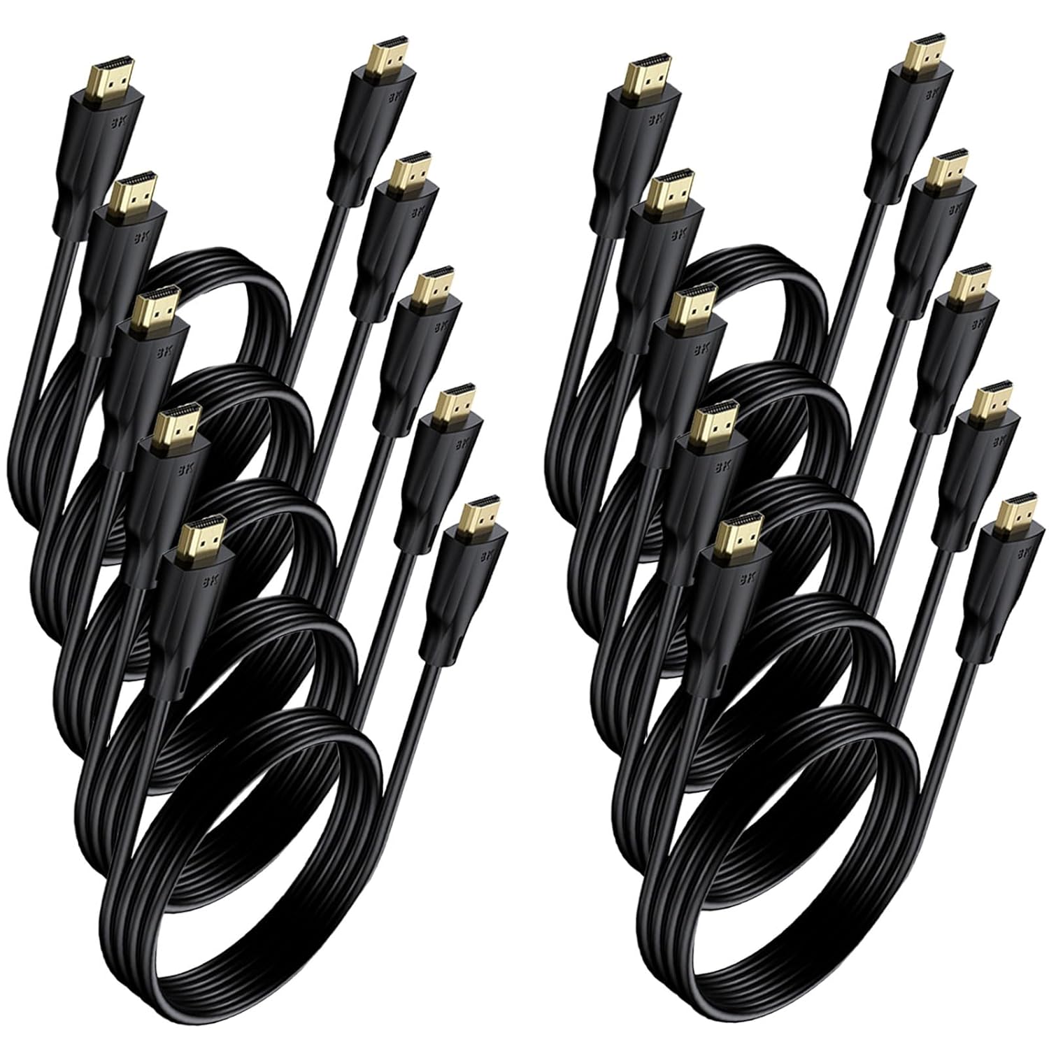 8K HDMI Cable 3FT 10 Pack, 48Gbps Ultra High Speed HDMI 2.1 Cable eARC Cord Support 8K@60Hz, 4K@120Hz, HDR10+, 3D, Dolby, Compatible with Monitor, Fire TV, Laptop, PS5/4, Xbox