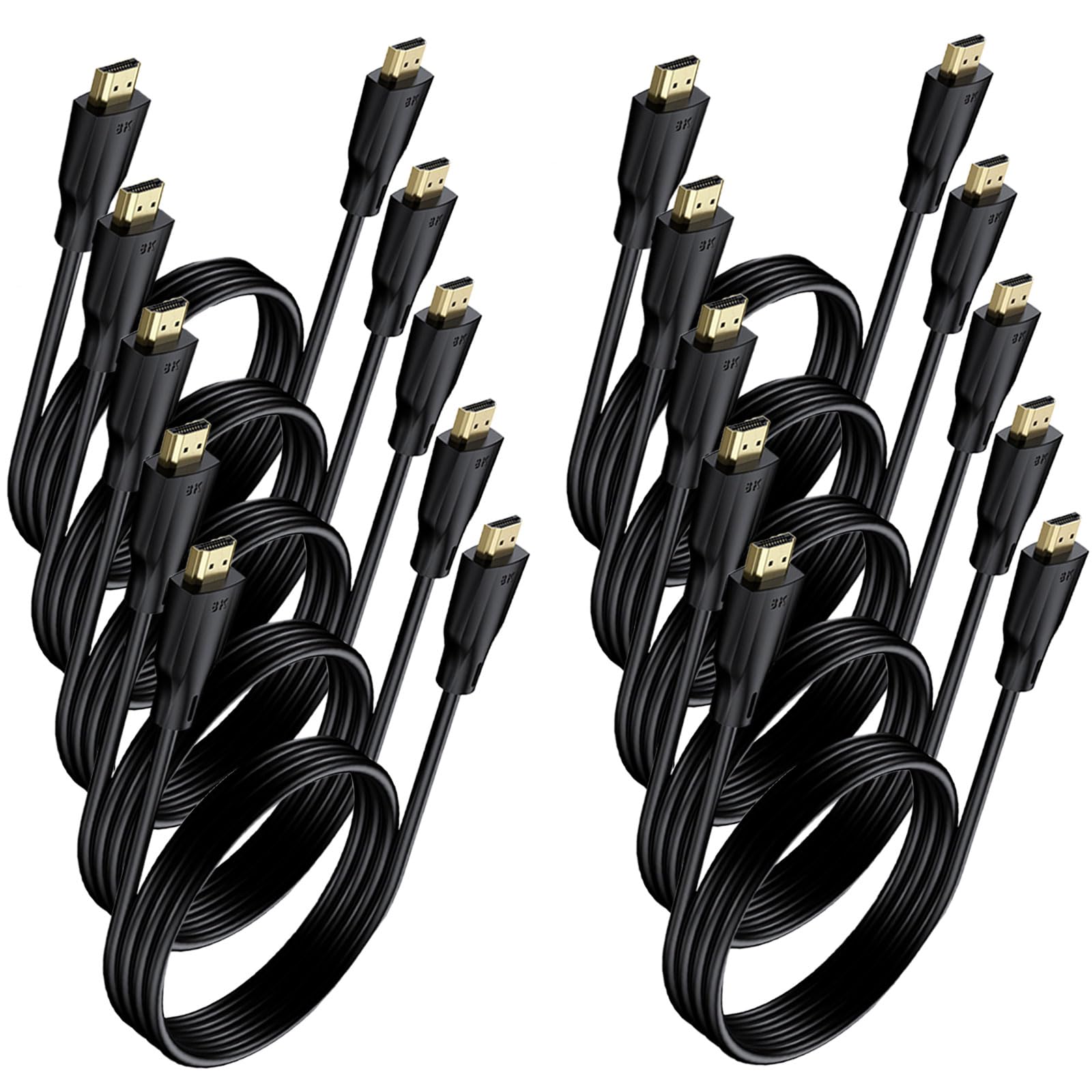 Cavo HDMI 8K, 0,9 m, confezione da 10, cavo HDMI ultra ad alta velocità da 48 Gbps, supporto 8K a 60Hz, 4K a 120Hz, HDR10+, eARC, 3D, Dolby, compatibile con monitor, Fire TV, laptop, PS5/4
