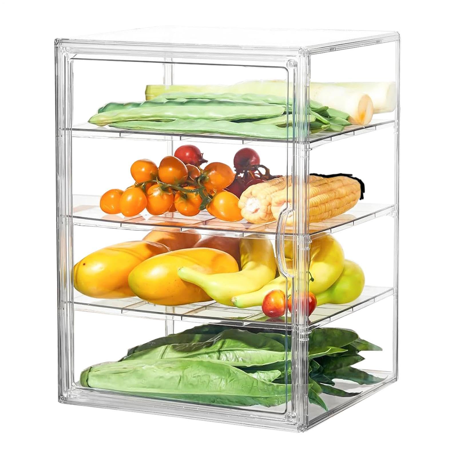 Genérico - Contenedor Transparente Ajustable Acrílico | De Gran | Para Despensa Hogar Refrigerador Alimentos Sándwiches Tostadas Bagels Bananas Mantequilla