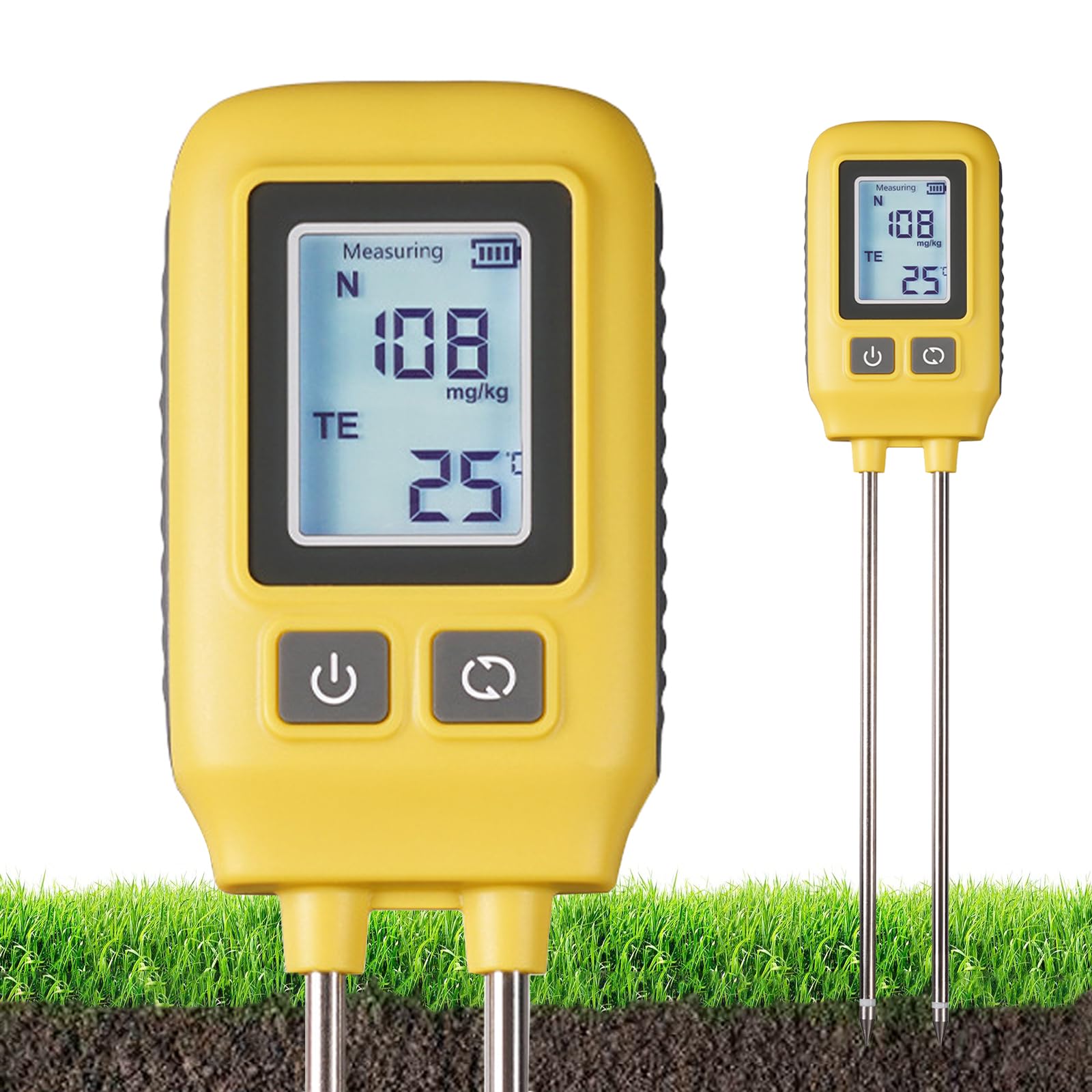 Medidor digital 4 en 1 para medición de nitrógeno, potasio y temperatura, analizador de humedad y nutrientes del suelo de alta precisión para cuidado de jardín y granja