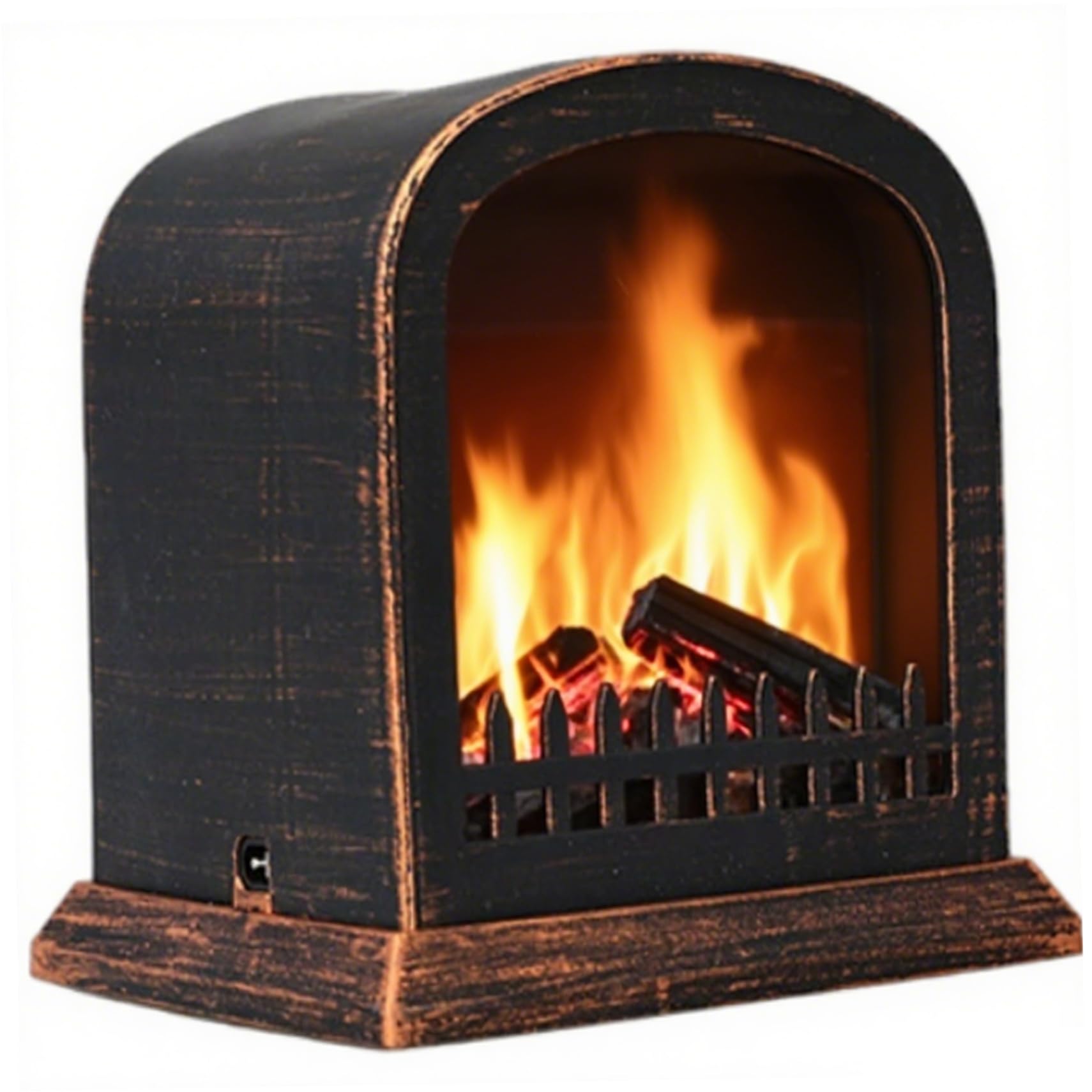 1PC Vintage Electric Fireplace Lantern with Realistic LED Flame Effect USB/Battery Operated Fireplace for Christmas Home Tabletop Decor 5.7x4.5x6.3 inch