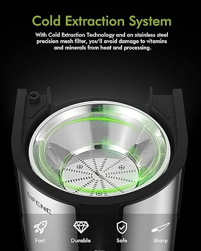 Miniatura 4 de Máquina exprimidora máquina centrífuga SiFENE para hacer jugos con boca de 32 pulgadas de ancho motor potente de 800 W para extractor de jugo de