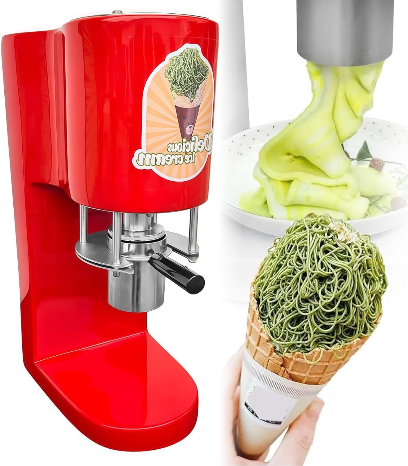 Macchina commerciale per spaghetti e gelato con stampi a 4 forme, macchina per spaghetti da 28-30 l/h, per negozi di dessert e uso domestico