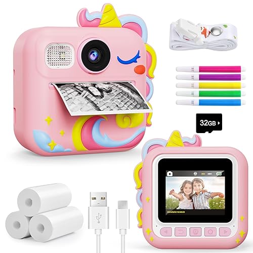 KOKODI Kids Camera Instant Print, Toddler Cameras Christmas Birthday Gifts for Girls Age 3-12, Digital Video Instant Printable Camera for Kids,Toys for Ages 5-7 Girls (Pink)