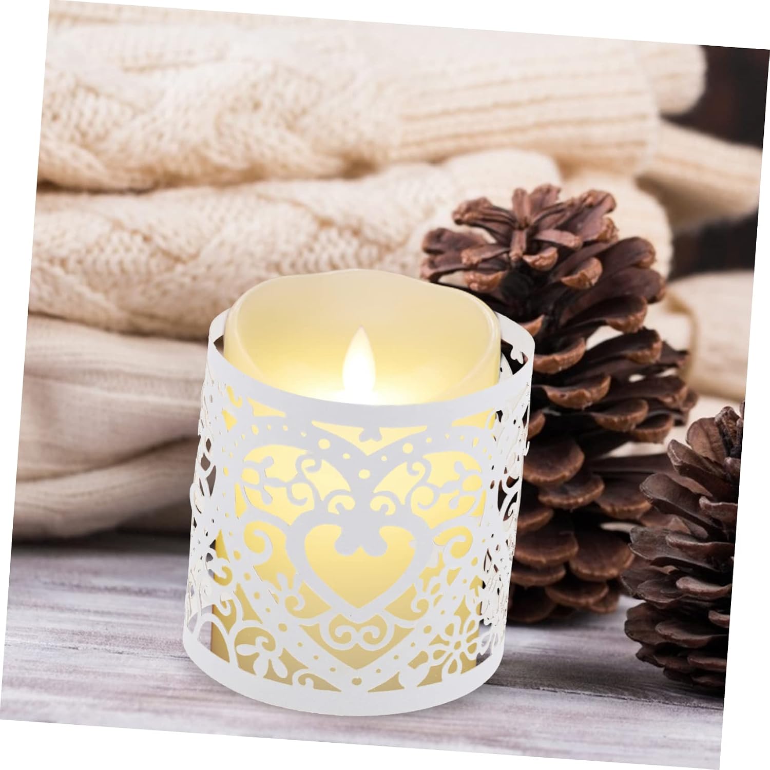 MAGICLULU Decorative Tea Light Covers Led Candle Wraps Delicate Hollow Design for Weddings Birthdays and Holidays Lightweight and Portable Candle Light Decor