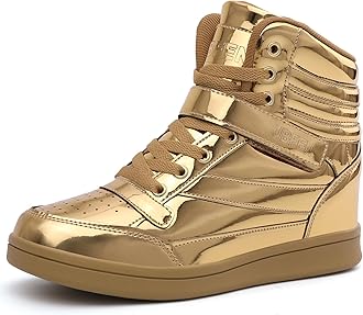 UBFEN Womens High Top Sneakers with Hidden Wedge Heel Ankle Support 2 Inch Height Increase 80s Retro Casual Boots