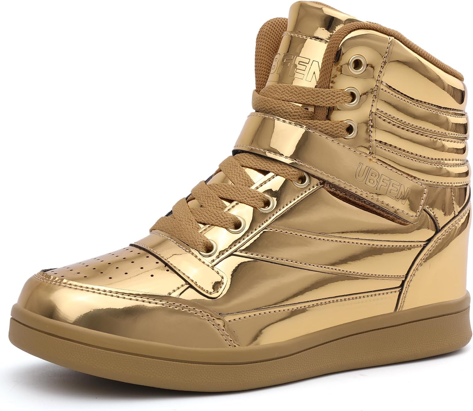 - Womens High Top Sneakers with Hidden Wedge Heel Ankle Support 2 Inch Height Increase 80s Retro Casual Boots