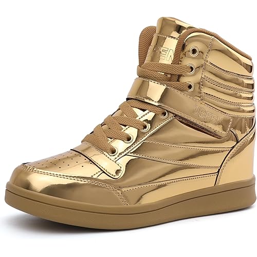 UBFEN Womens High Top Sneakers with Hidden Wedge Heel Ankle Support 2 Inch Height Increase 80s Retro Casual Boots