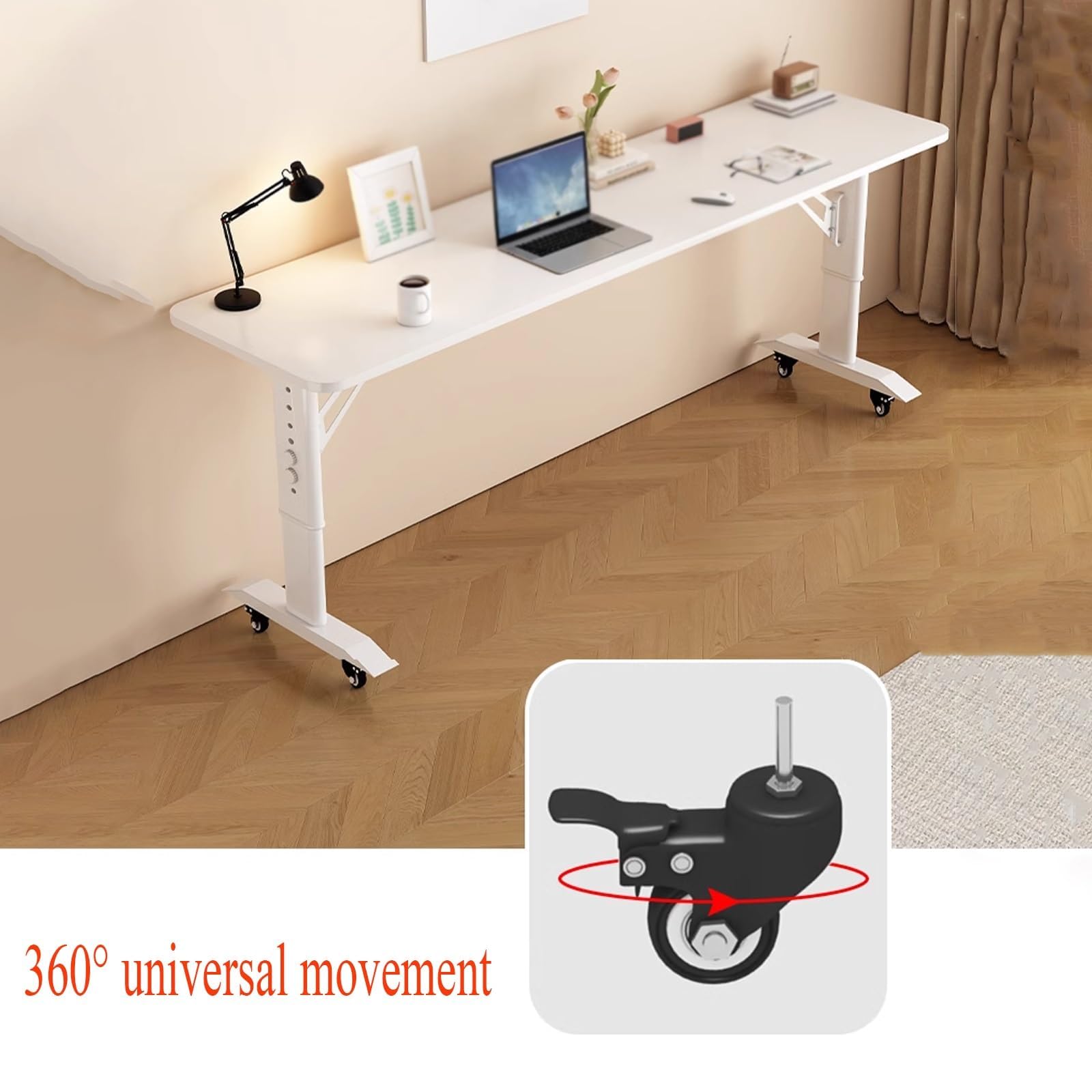 Biurko na laptopa z regulacją wysokości, mobilne biurko komputerowe do domowego biura, 150 x 50 cm, czarny, stylowy i wszechstronny design, dla nastolatków i dorosłych, idealne rozwiązanie do pracy
