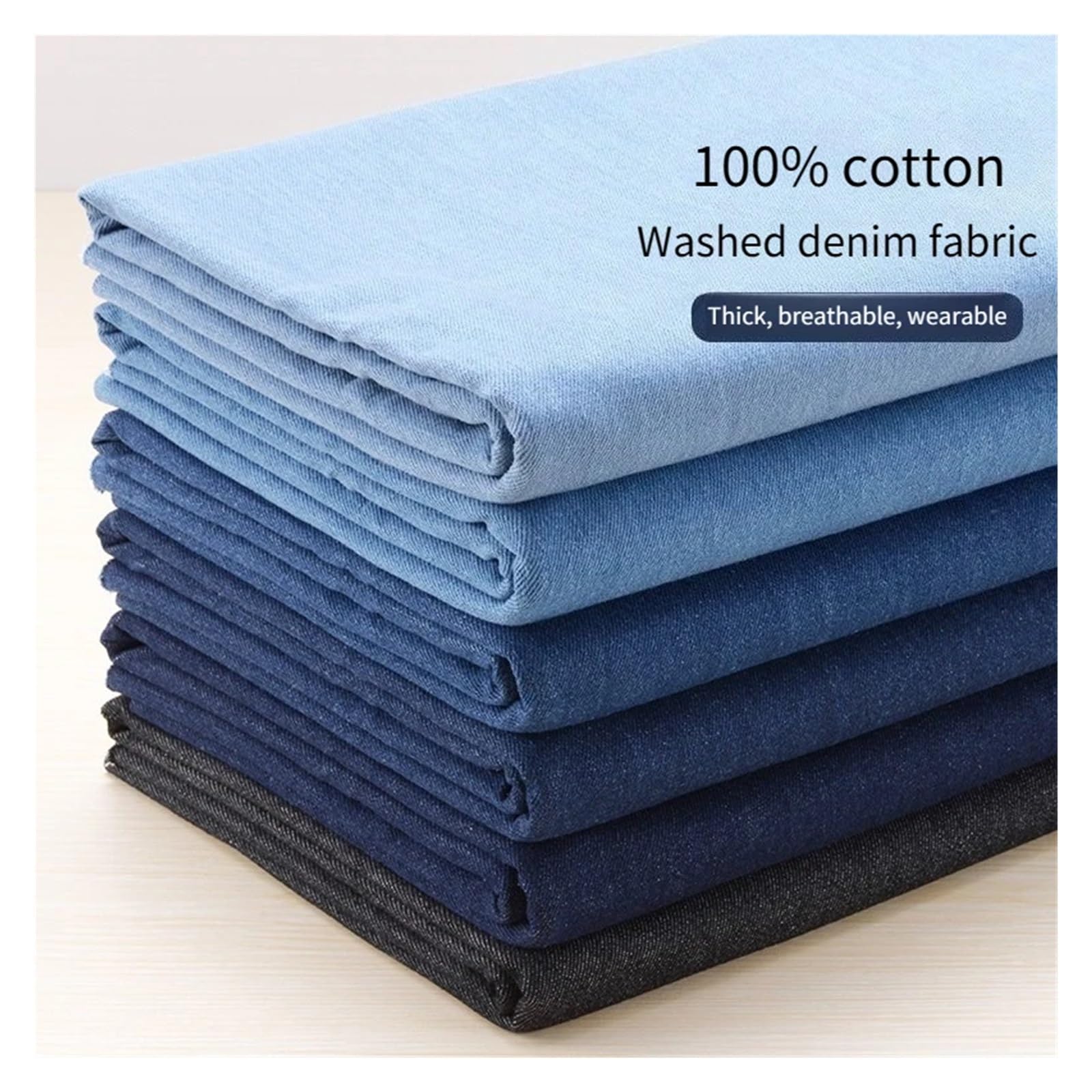 Tela vaquera de algodón for costura, for vestidos, faldas, camisas, chaquetas, pantalones, bricolaje, for coser, tela y ponible.(Stretch dark blue)