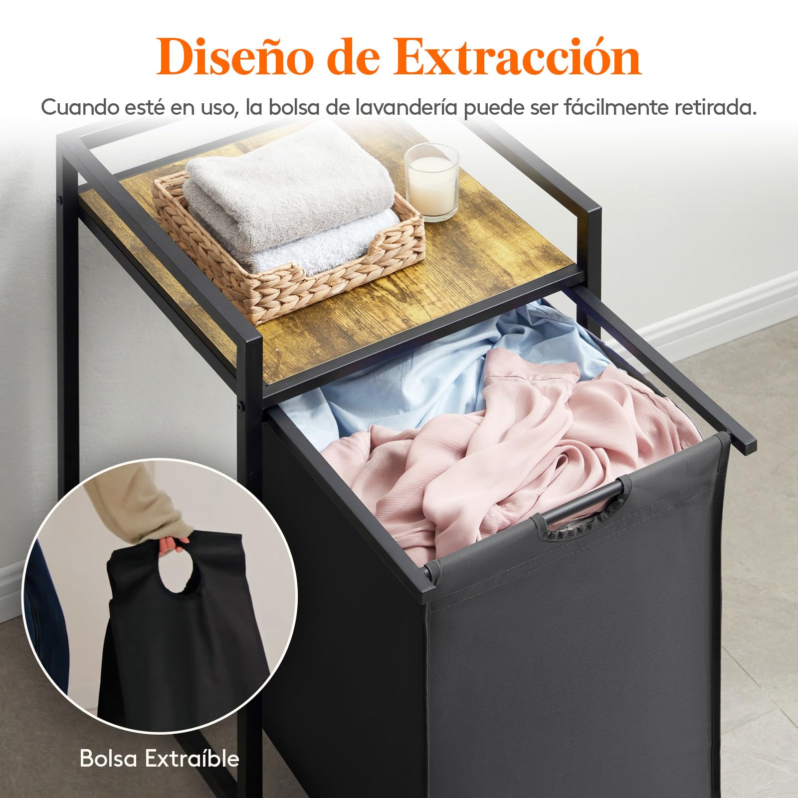 Lifewit Cesto Ropa Sucia, Laundry Basket con Estante y Bolsas Extraíbles, Clasificador para Cuarto de Lavado, Dormitorio, Baño, o Dormitorio, 69 L, Negro