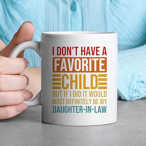 Miniatura 3 de -11 oz - Taza de café con texto en inglés "My Daughter-In-Law Is My Favorite Child", divertida taza para suegra, regalo de cerámica brillante para