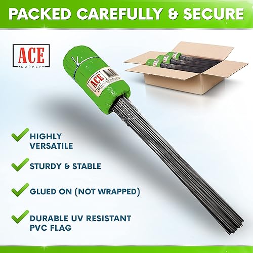 Miniatura 3 de ACE Supply - Paquete de 100 banderas verdes de 4 x 5 pulgadas con alambre de 15 pulgadas, banderas de patio pequeñas, banderas marcadoras