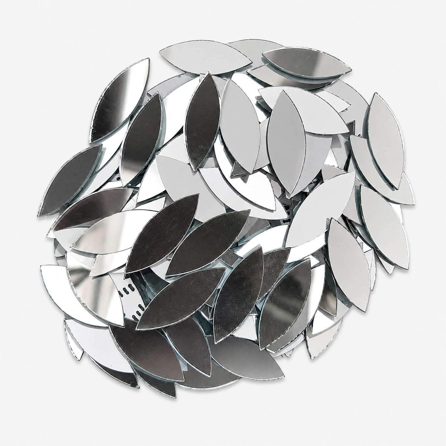 art corner big eye shape glass mirrors 32x12mm (140 pieces, 100g) | premium real glass craft mirrors for lippan art, mosaic art, mandala, rangoli, diy crafts, home decoration & wall decor