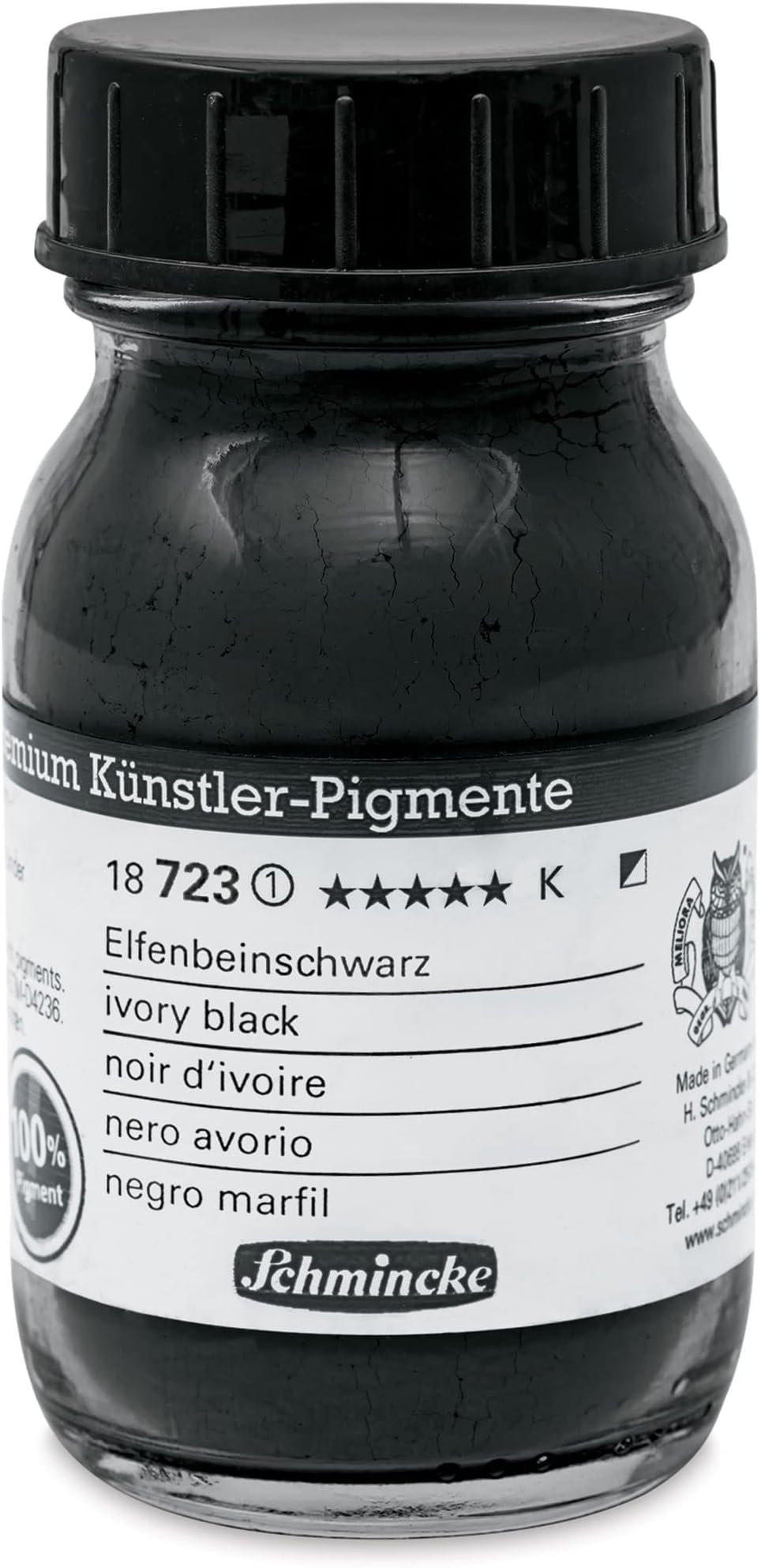 Schmincke 18723055 Pigments, Ivory Black, 100 ml