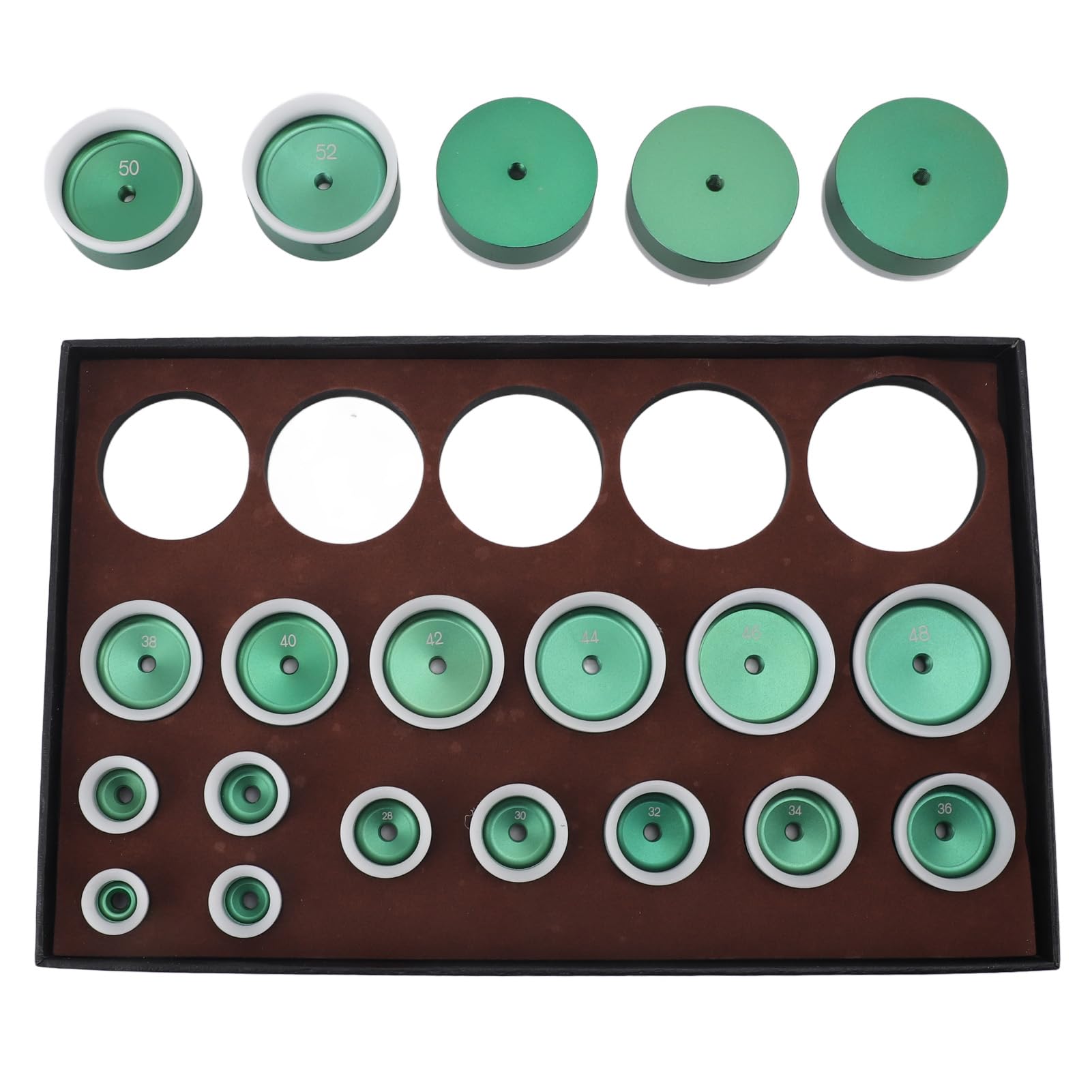 Naroote Kit de Troqueles de Prensa de Reloj Duradero de 20 Piezas para Reparación y Mantenimiento de Relojes Hecho de Metal y ABS 20-58mm