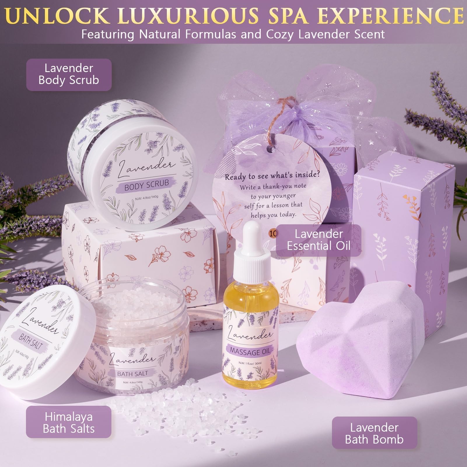 Qinline SPA Gifts for Women & Teen Girl – 10 PCS Graduation Birthday Gift Basket, Luxury Self Care Home Bath Set for Relaxing, Get Well Soon Care Package & Pampering Gifts for Her Friend Daughter Mom