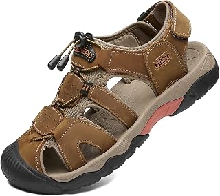 Sports Outdoor Sandals Summer Men's Beach Shoes Casual Sandals for Men Closed-Toe Shoes Leather Trekking Walking Hiking Touch Close Strap