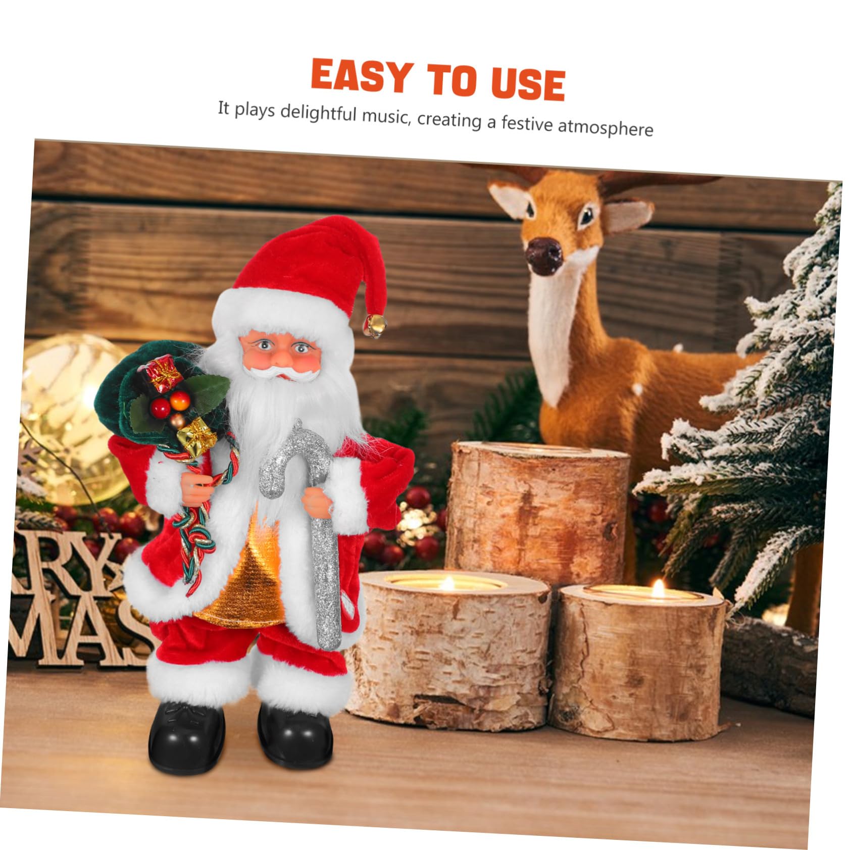 SOIMISS Juguete de Papá Noel Adorable Adorno Navideño con Música Juguete Eléctrico para Fiestas Navideñas Decoración Familiar Muñeco de Papá Noel