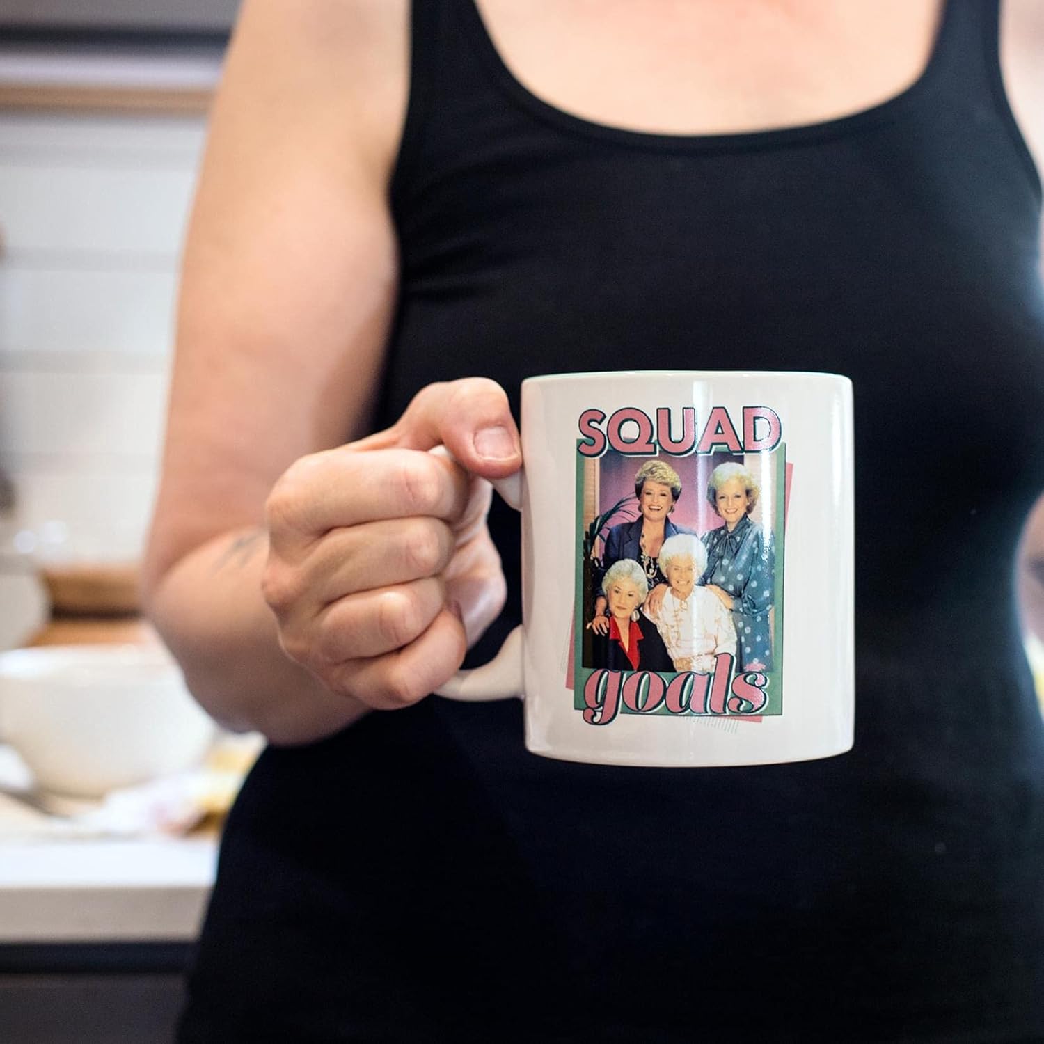 Silver Buffalo The Golden Girls Squad Goals Ceramic Coffee Mug | Official TV Show Collectible Drinkware | Oversized Cup For Home Kitchen Barware Set | Holds 20 Ounces