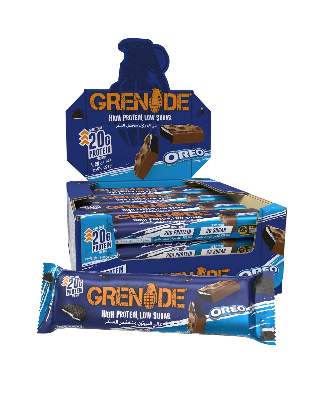 Grenade OREO Protein Bar - High Protein, Low Sugar, 12 x 60 g