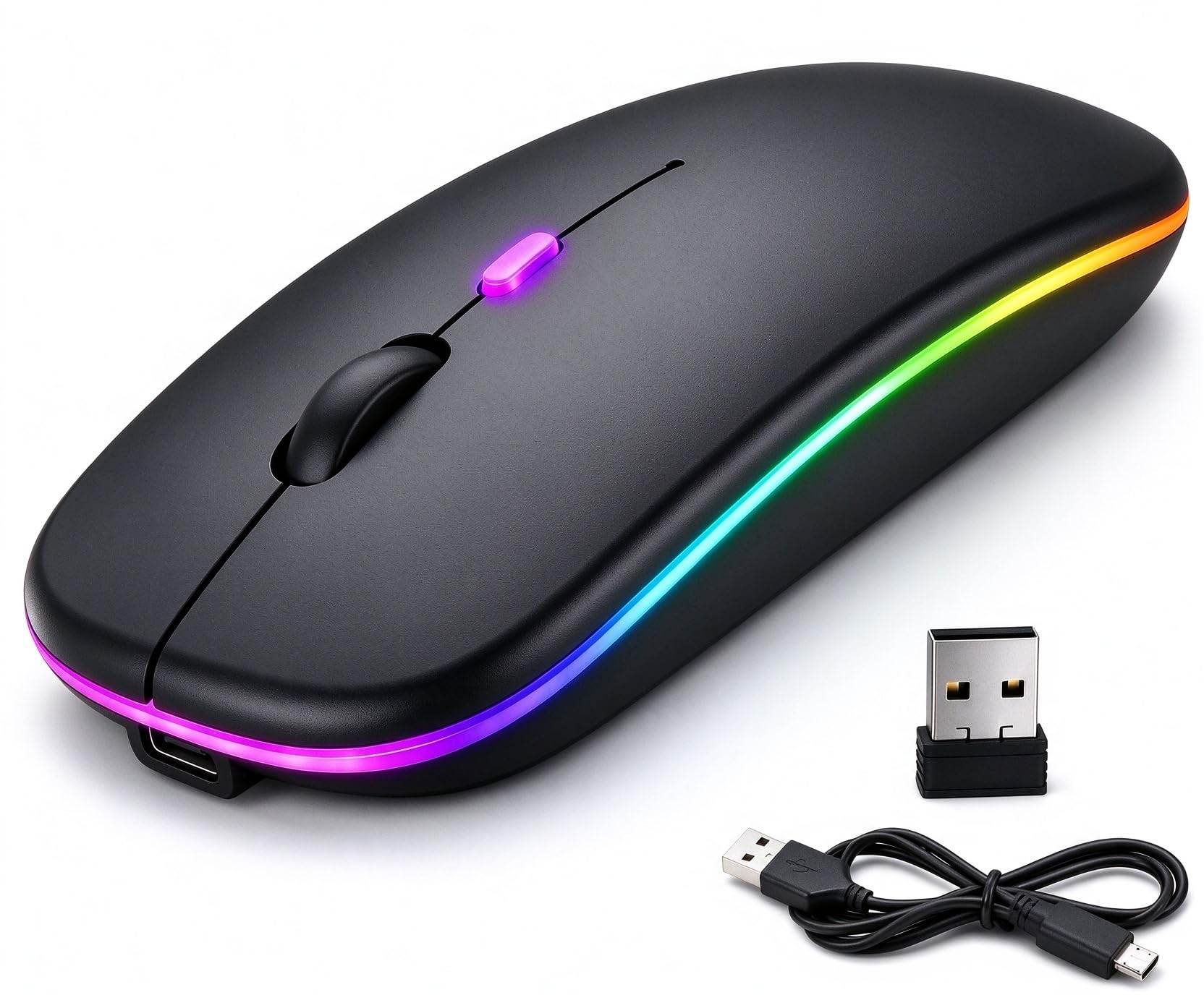 Souris sans Fil Rechargeable Bluetooth 5.2 + 2,4 GHz 1600 DPI