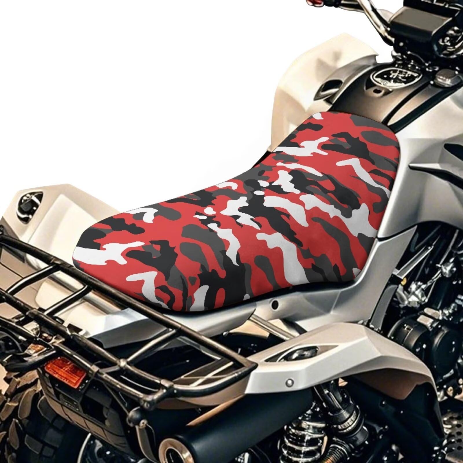 Wismoutput Red Camo ATV Seat Cover Waterproof Universal Fit Most Four-Wheeler Anti-Slip & Tear-Resistant Four Wheeler Seat Cover ATV Accessories, 1 Pack