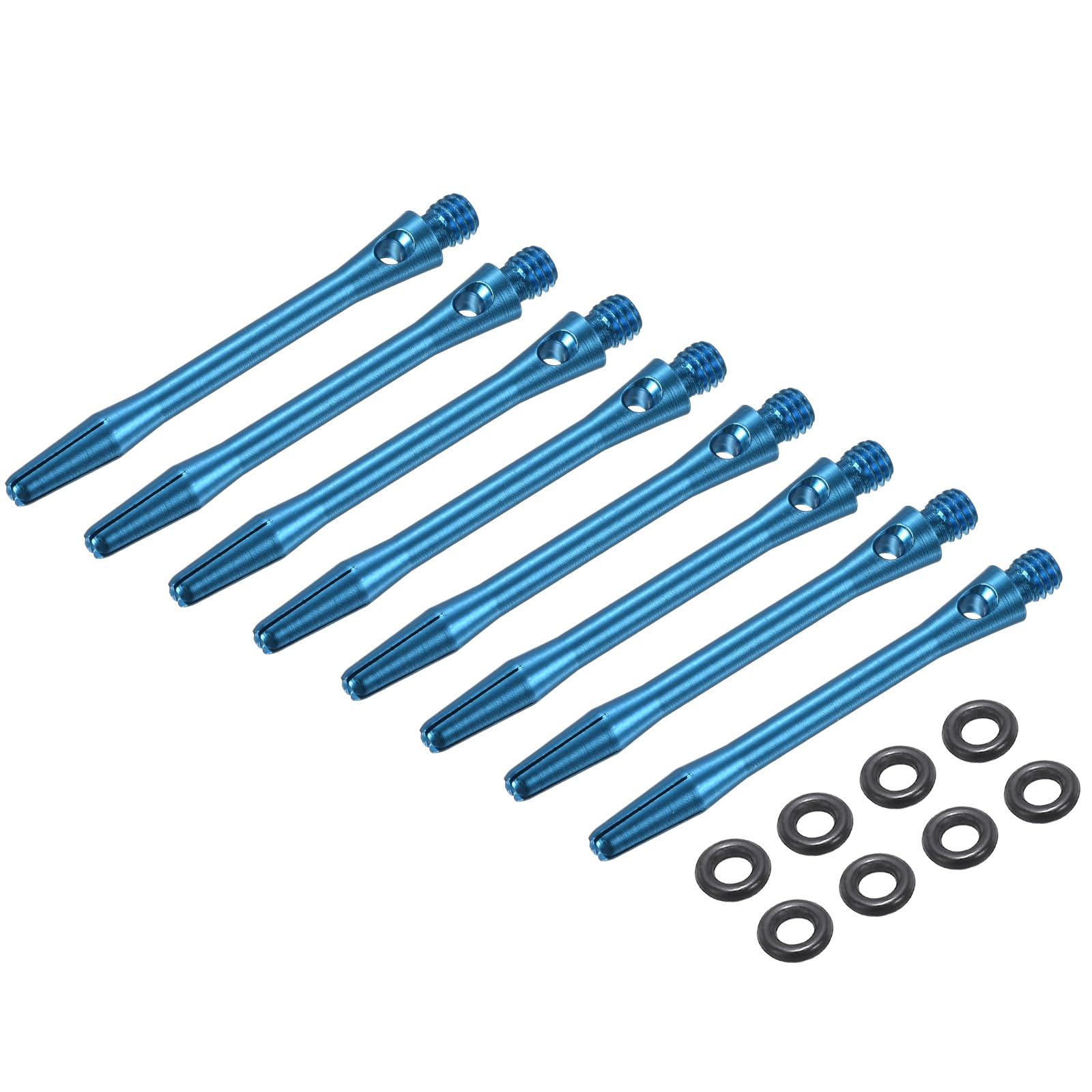 PATIKIL Aluminum Dart Shafts 45mm, 8 Pack 2BA Thread Dart Stems Replacement Accessories with Rubber Rings for Steel Tip, Sky Blue