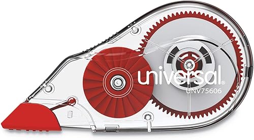 Universal 75606 Cinta correctora con dispensador bidireccional, no recargable, 1/5 pulgadas x 315 pulgadas, paquete de 6
