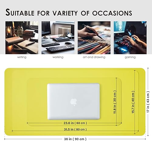 Miniatura 5 de Tapete de escritorio de cuero, tapete de escritorio antideslizante de poliuretano para oficina y hogar, organización y accesorios de escritorio,