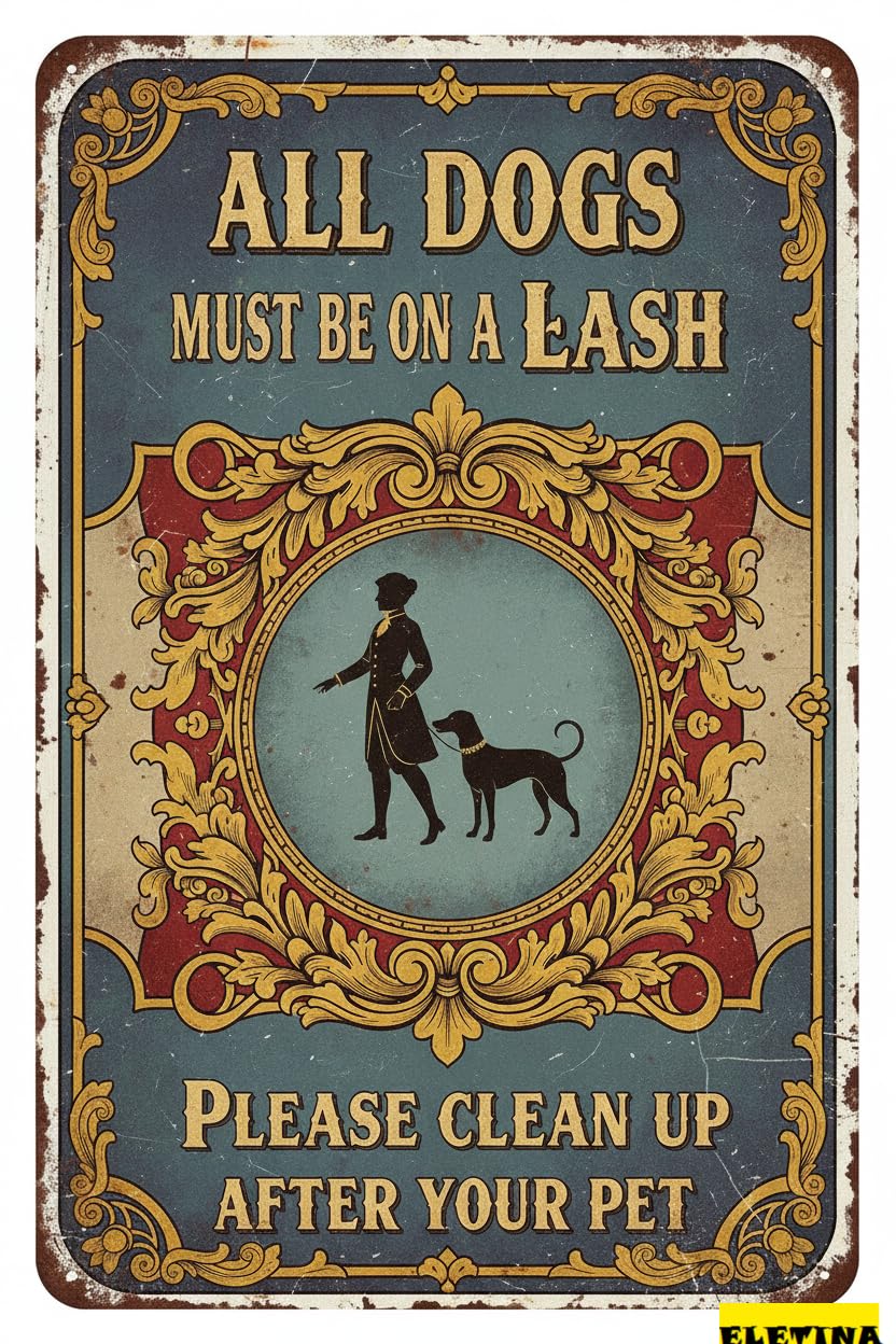 Personalized Sign for Man Cave Warning All Dogs Must Be On A Leash Wall Art Decor Metal Caution Notice Vintage Decorative S Road Street Outdoor Yard Floor 8x12in Metal Quality Private Property