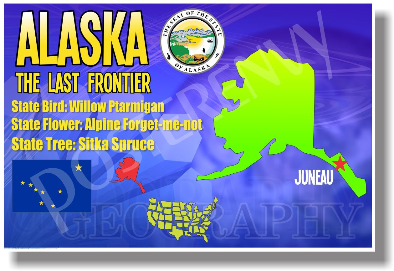 Posterenvy Alaska Geography - New U.s. States Social Studies Travel Poster