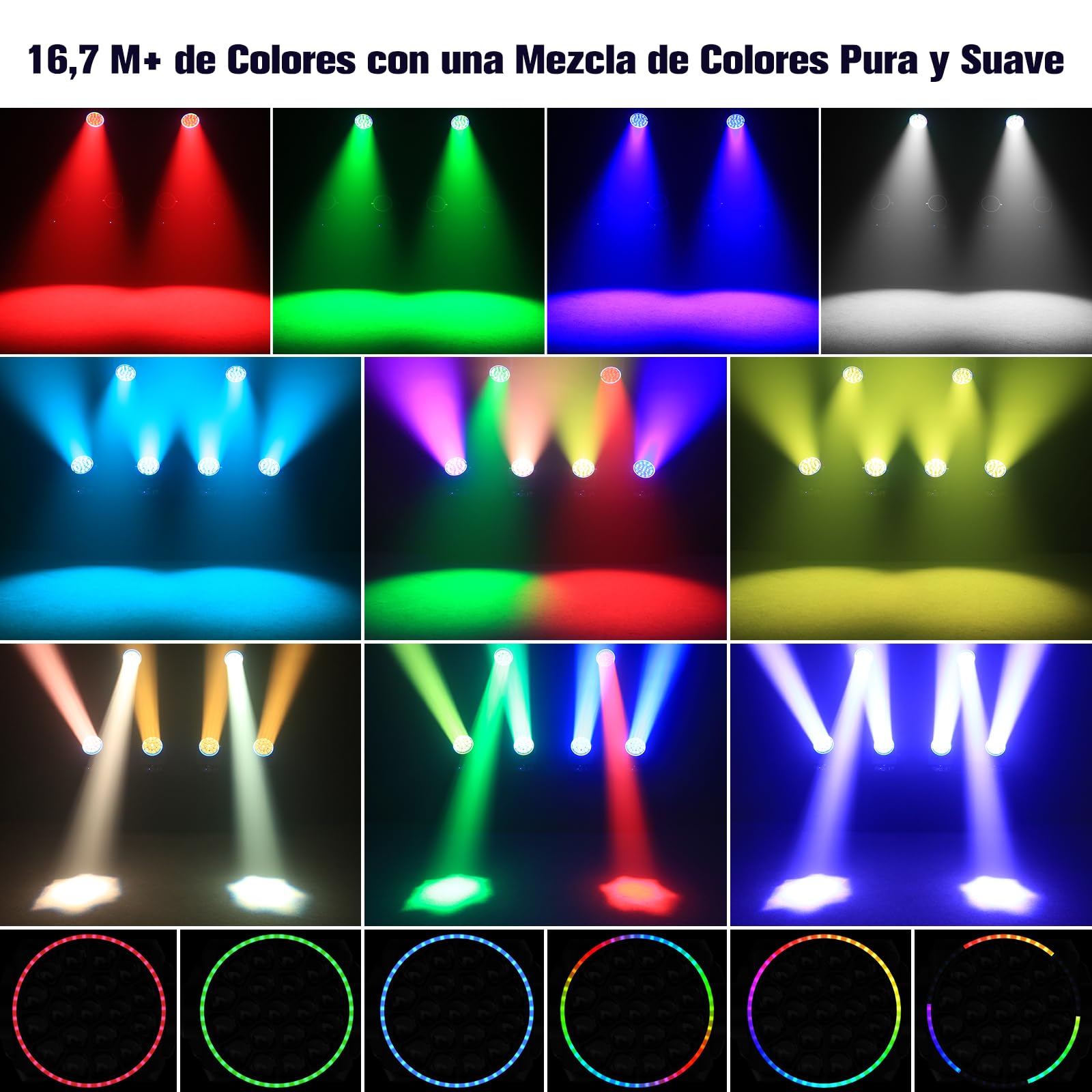 2 Stück 19x20W Moving head RGBW Dyed Beam Effekt Bühnenlicht Strahler Zoom in/out DJ Strahler DMX512 LED Scheinwerfer für Bühnen Bar Party Club Beleuchtung Bühnentechnik